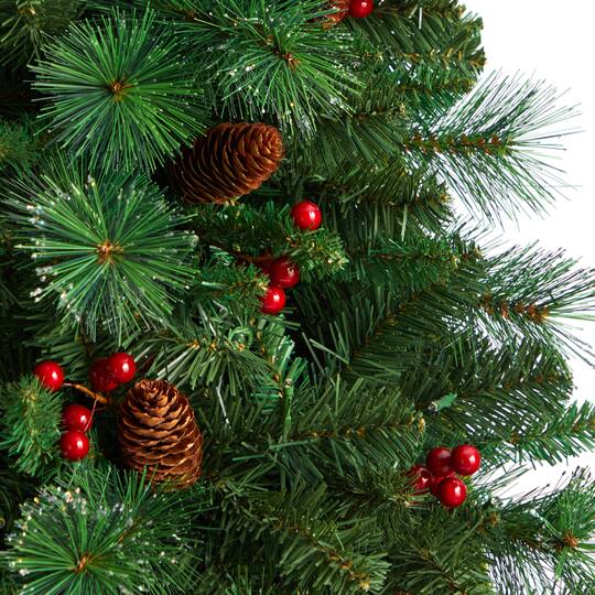 7ft. Pre-Lit Flat Back Montreal Mountain Pine Artificial Christmas Tree, White LED Lights